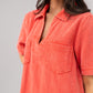 Kendra Denim Shirt Dress In Coral
