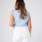Kendra Lace Trim Sleeveless Top In Blue