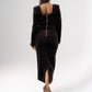 Love Laura Square Neck Velvet Dress In Chocolate
