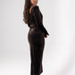 Love Laura Square Neck Velvet Dress In Chocolate