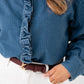 Millie Frill Detail Pinstripe Shirt In Denim