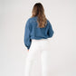 Millie Frill Detail Pinstripe Shirt In Denim