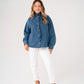 Millie Frill Detail Pinstripe Shirt In Denim