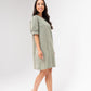 Kendra Puff Sleeve Denim Dress In Khaki