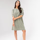 Kendra Puff Sleeve Denim Dress In Khaki
