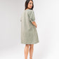 Kendra Puff Sleeve Denim Dress In Khaki