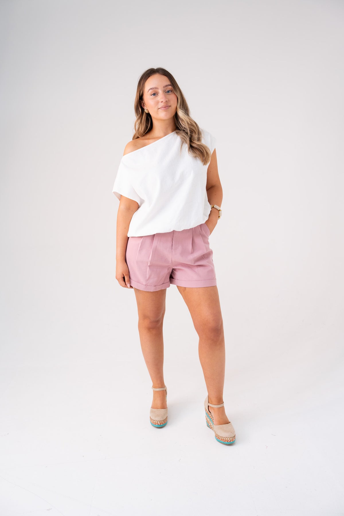 Kiera Linen Effect Top In White