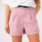 Kiera Belted Shorts In Pink