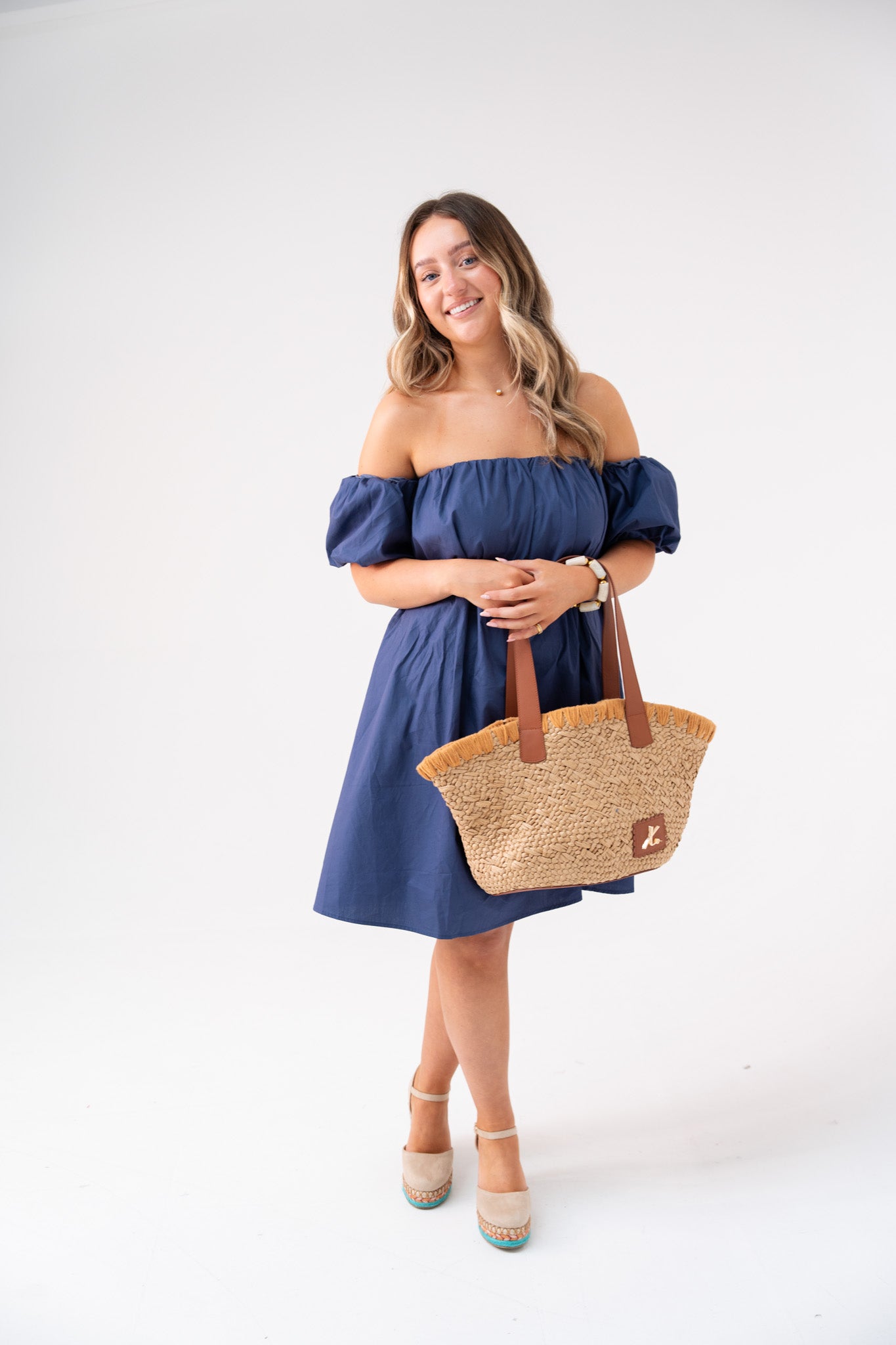 Millie Bardot Dress In Navy