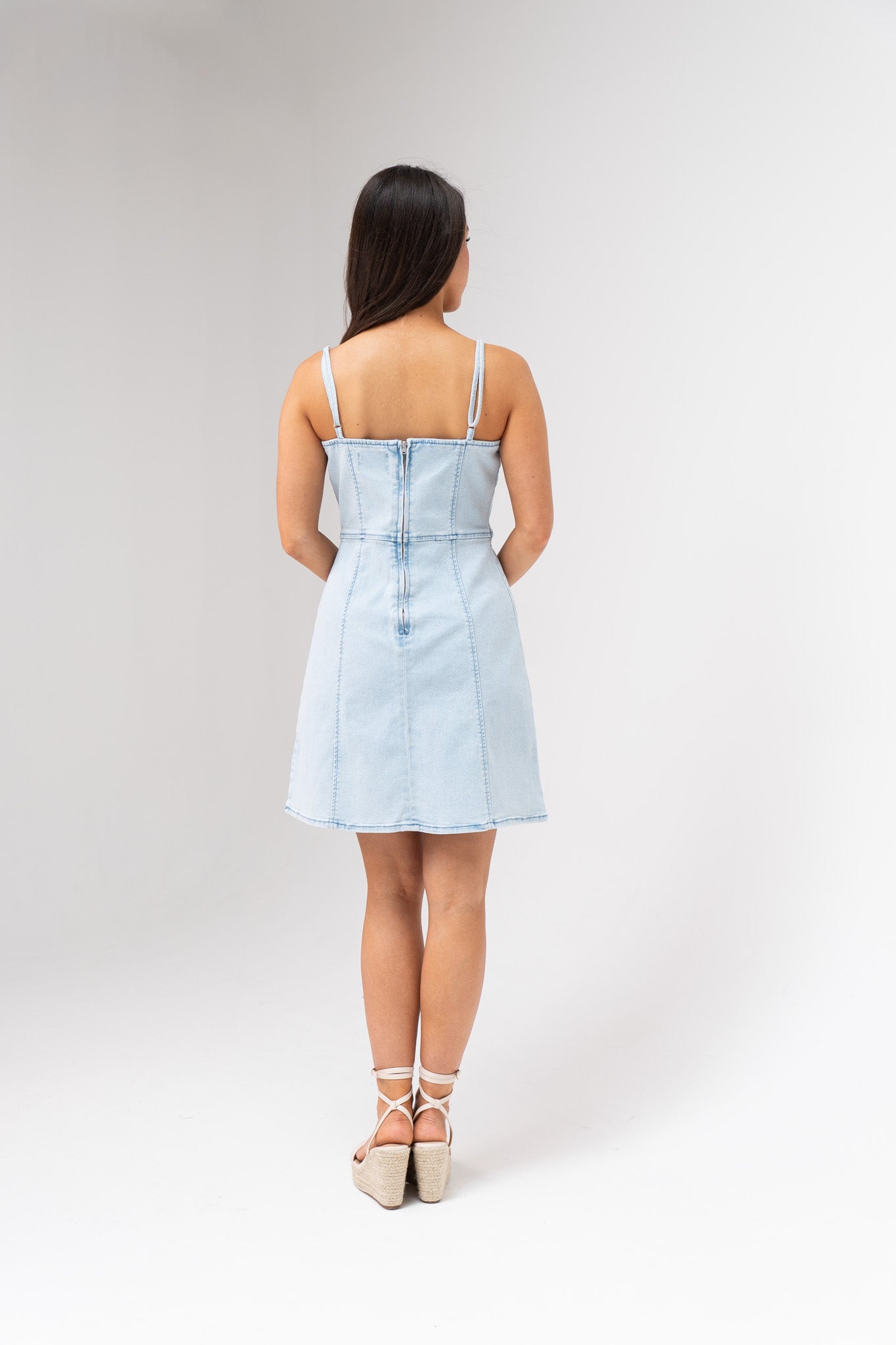 Lynne Strappy Denim Dress In Light Wash