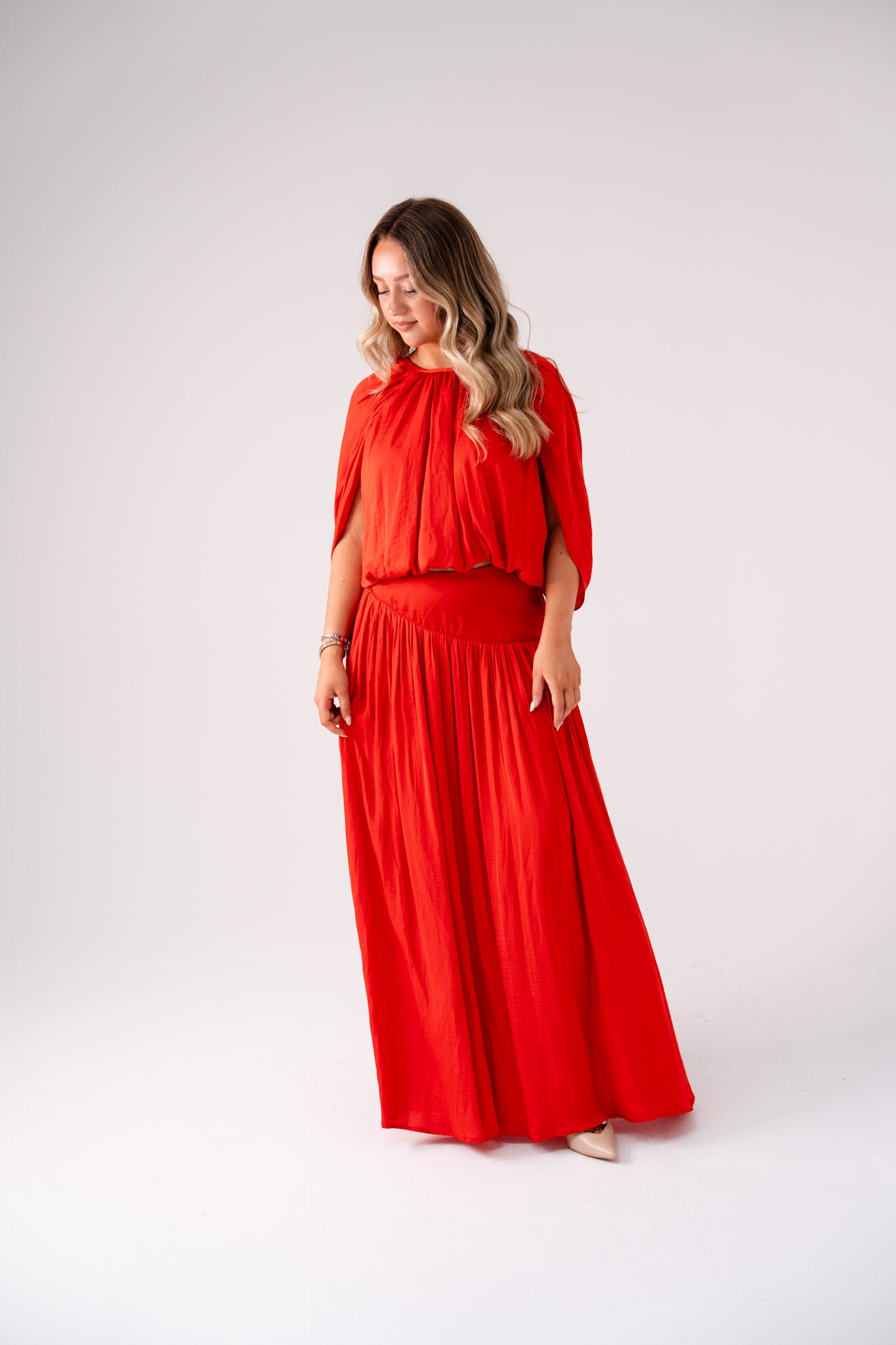 Millie Bubble Hem Top In Red