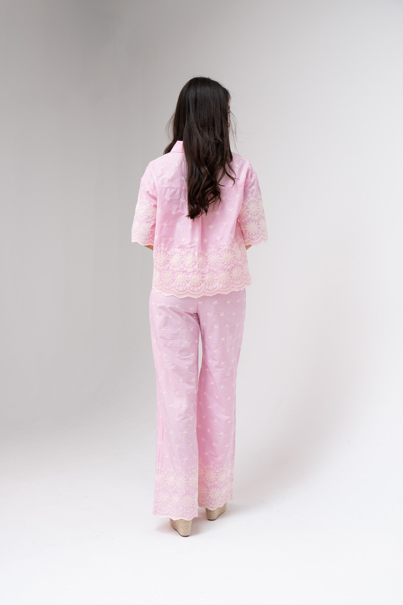 Ella Embroidered Trousers In Pink