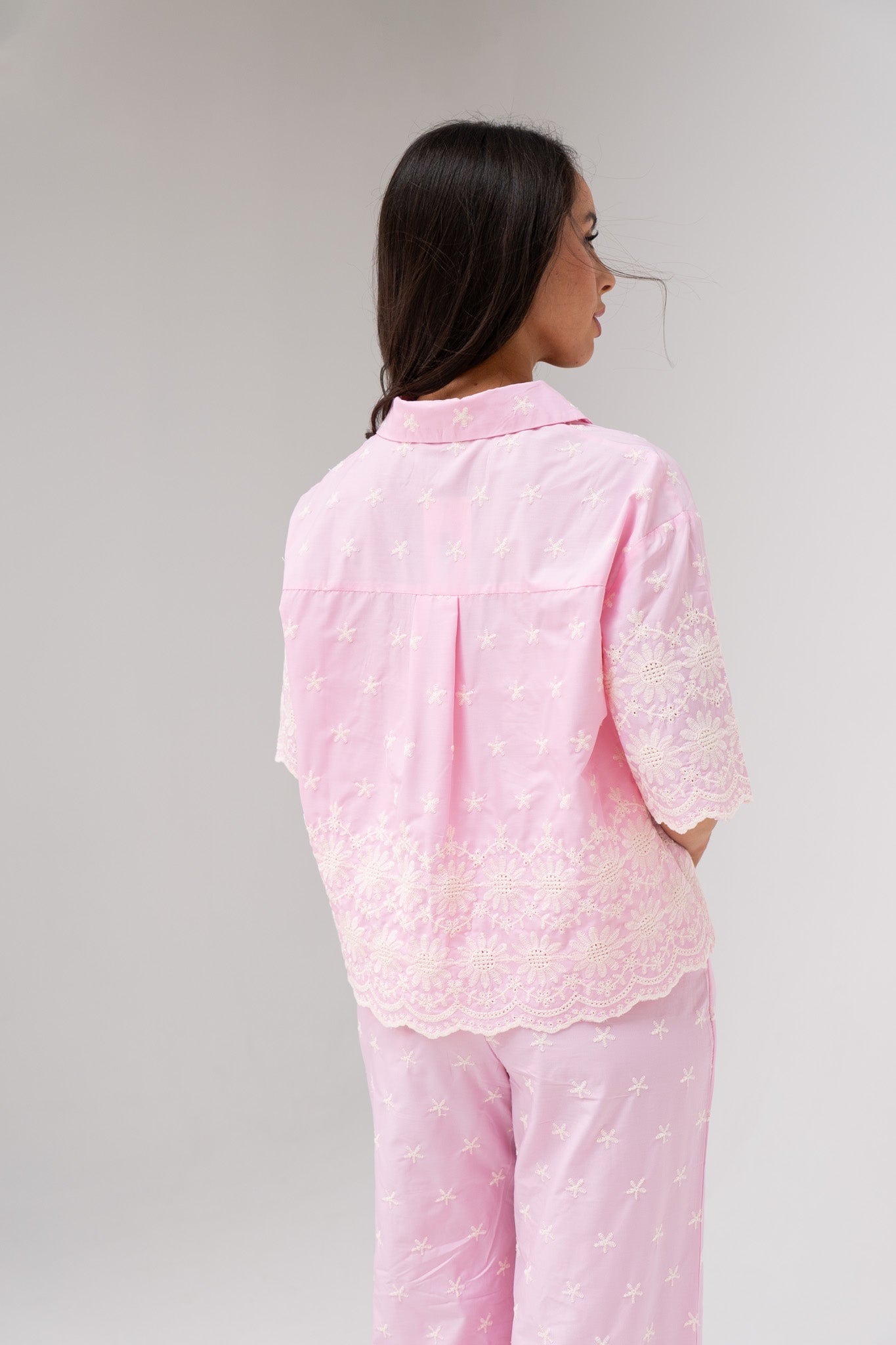 Ella Floral Embroidered Blouse In Pink