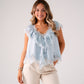 Elsa Sleeveless Ruffle Top In Blue