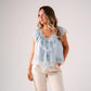 Elsa Sleeveless Ruffle Top In Blue