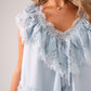 Elsa Sleeveless Ruffle Top In Blue