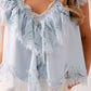 Elsa Sleeveless Ruffle Top In Blue