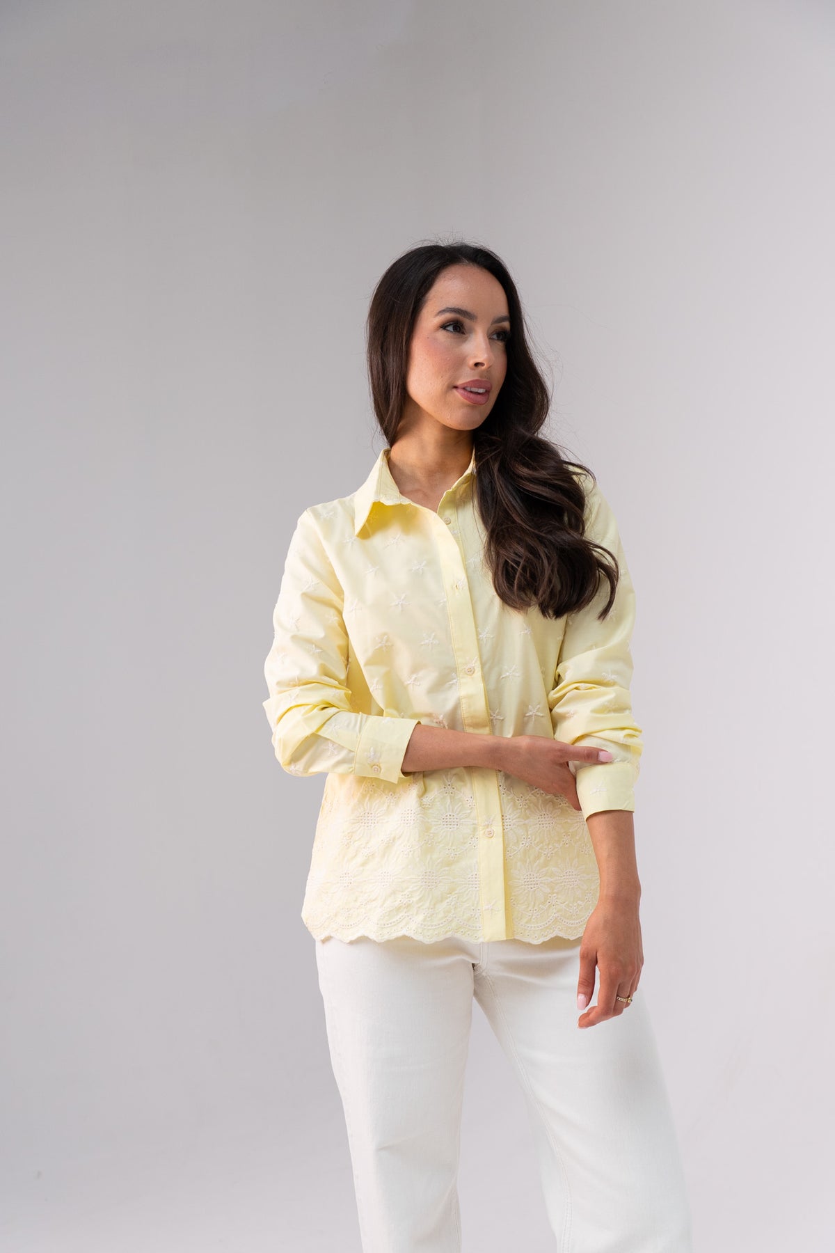 Ella Embroidered Shirt In Yellow