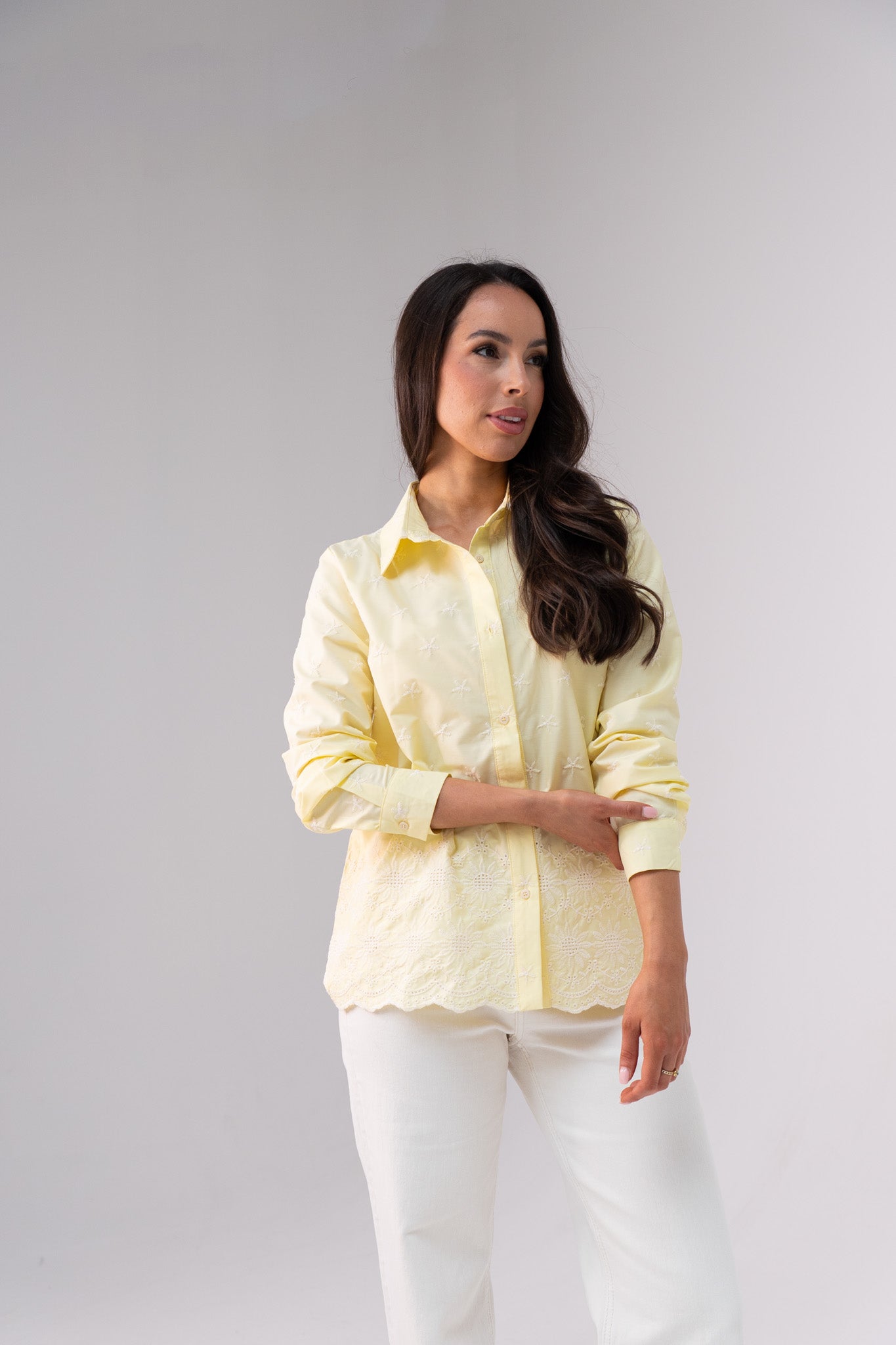 Ella Embroidered Shirt In Yellow