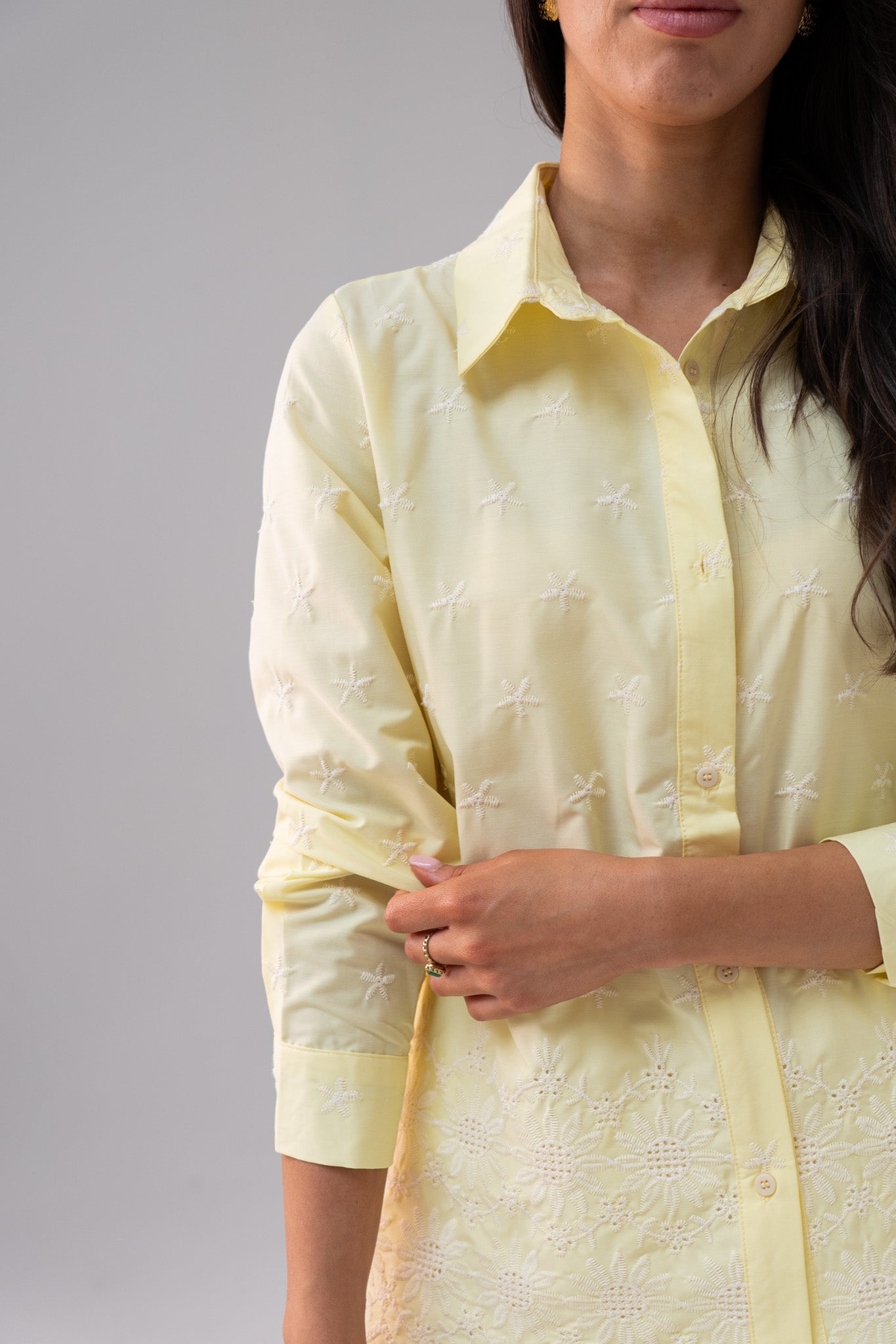 Ella Embroidered Shirt In Yellow