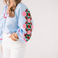Millie Pink Floral Sleeve Blouse In Blue