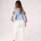 Millie Pink Floral Sleeve Blouse In Blue