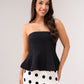 Iris Textured Peplum Top In Black
