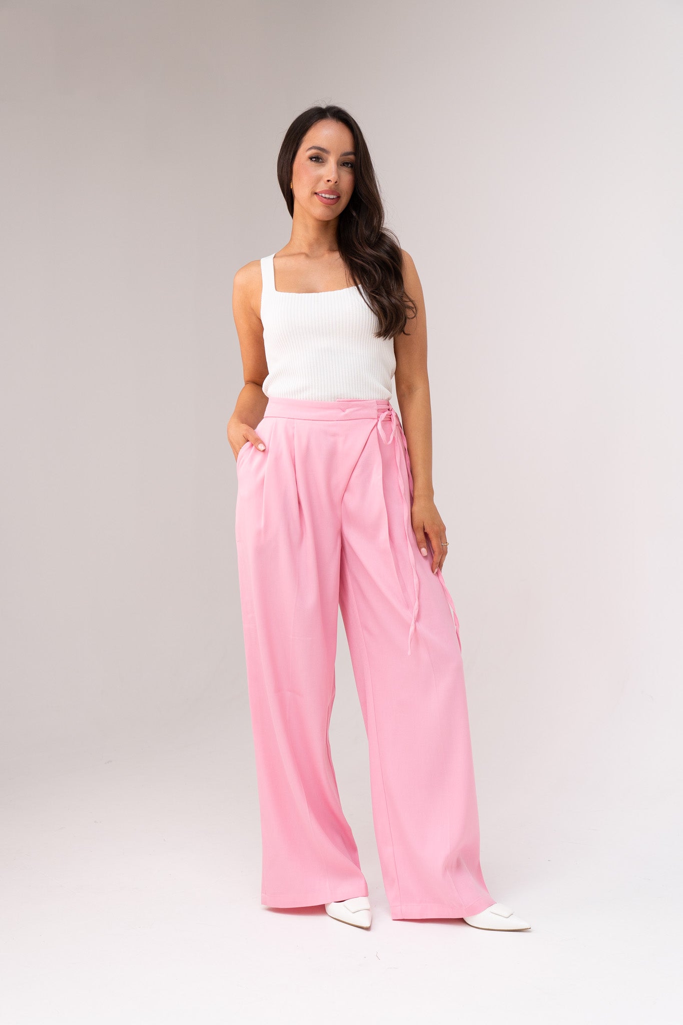 Willow Tie Waist Trousers In Pink
