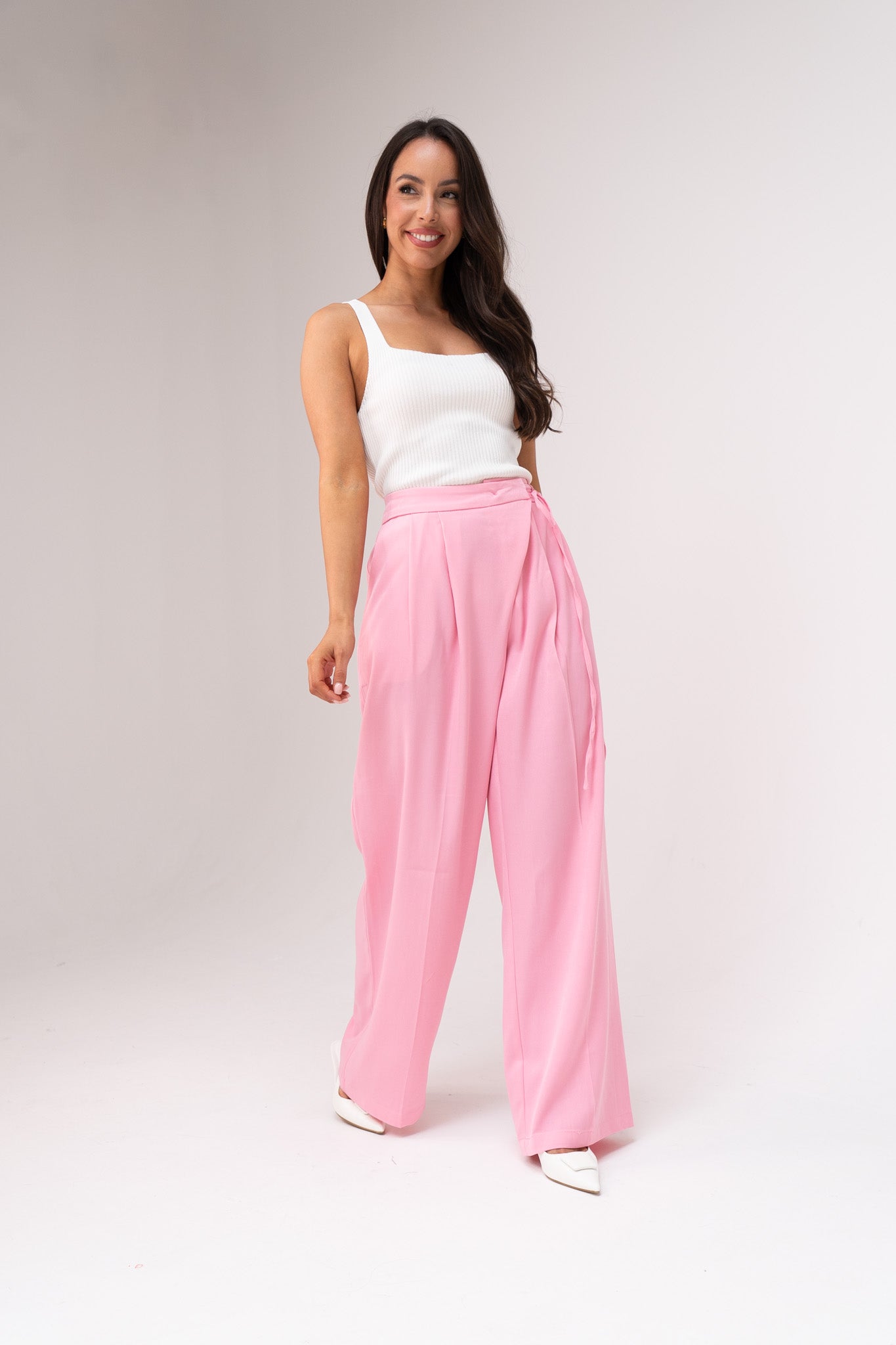 Willow Tie Waist Trousers In Pink