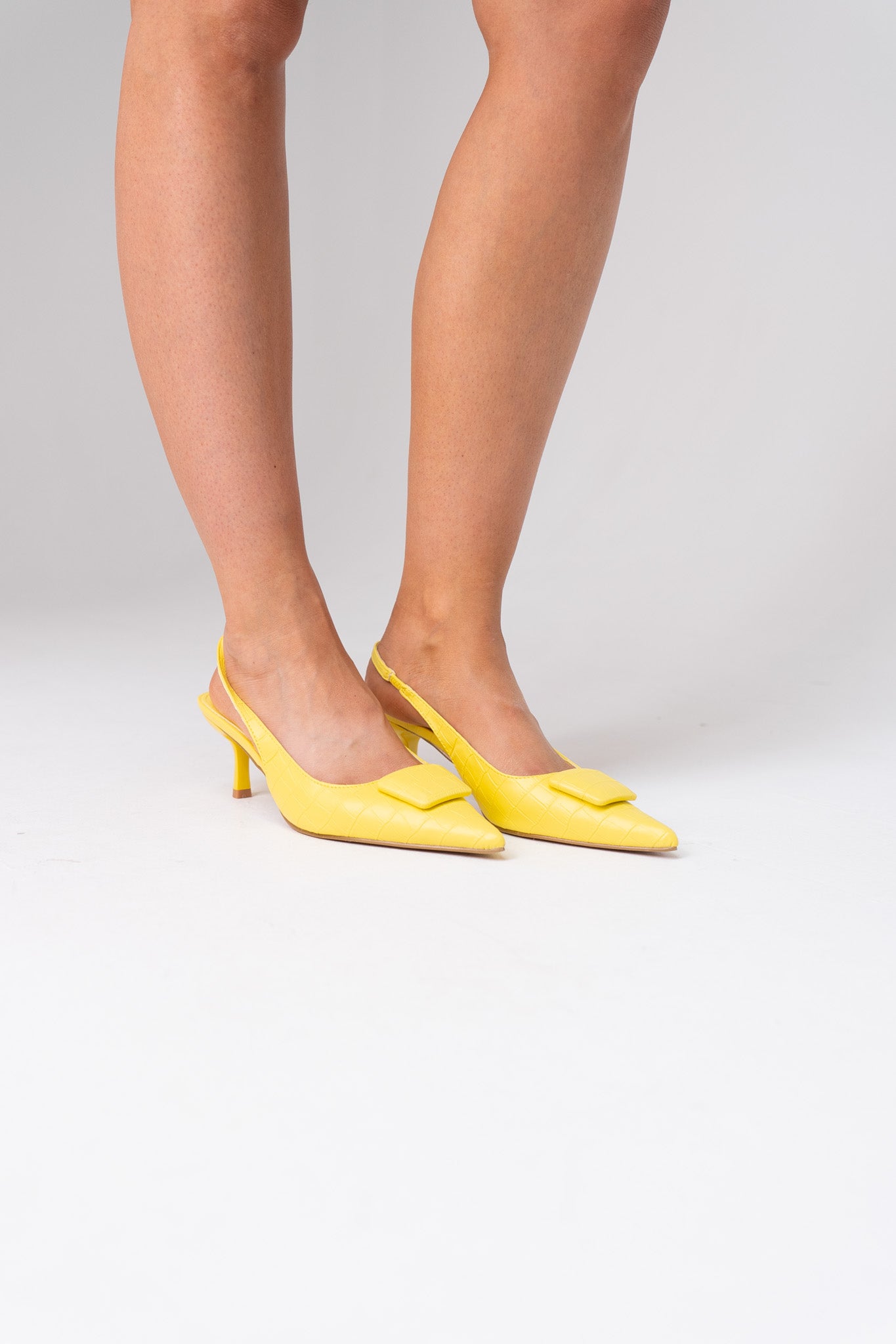 Sadie Faux Croc Slingback In Yellow