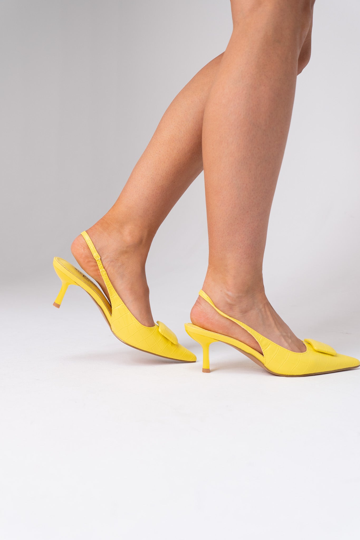 Sadie Faux Croc Slingback In Yellow