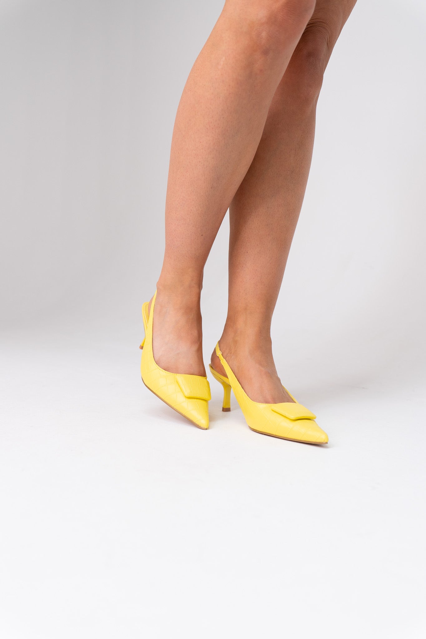 Sadie Faux Croc Slingback In Yellow