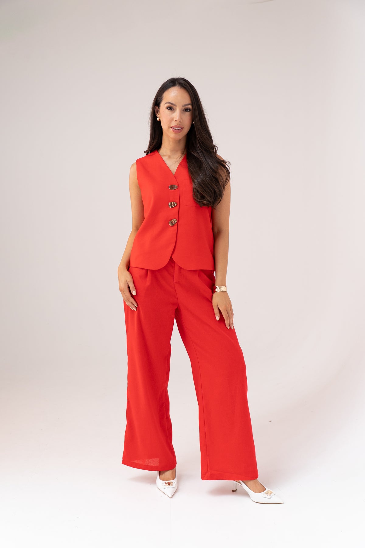 Love Laura Linen Trousers In Red