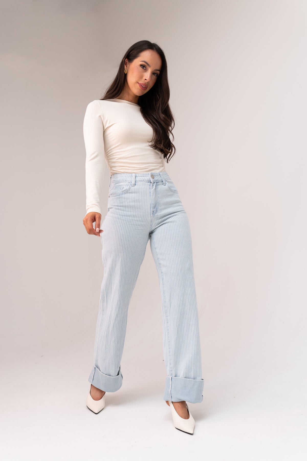 Love Laura Summer Turn Up In Pinstripe