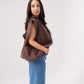 Polly Sleeveless Zip Jacket In Dark Brown