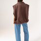 Polly Sleeveless Zip Jacket In Dark Brown