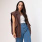 Polly Sleeveless Zip Jacket In Dark Brown