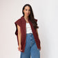 Polly Sleeveless Zip Jacket In Burgundy