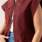 Polly Sleeveless Zip Jacket In Burgundy