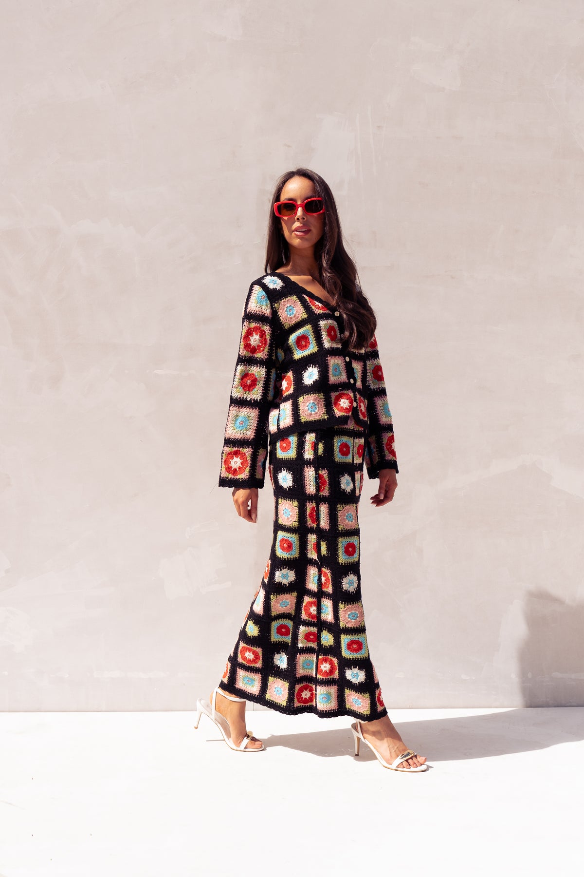 Ella Crochet Two Piece In Black Multi