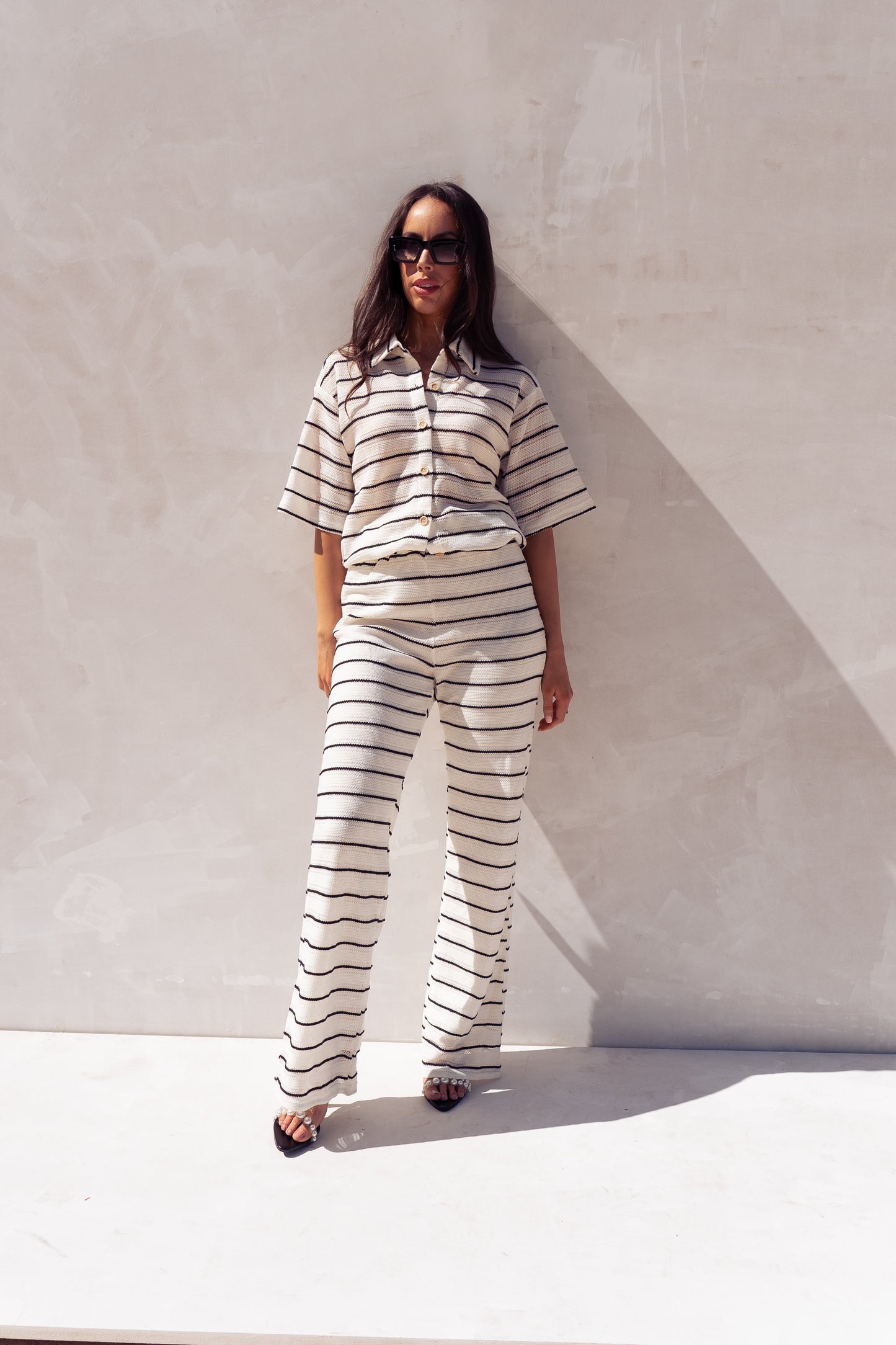 Erica Crochet Shirt In Mono Stripe