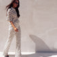 Erica Crochet Trousers In Mono Stripe