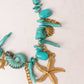 Olive Starfish Charm Necklace In Turquoise
