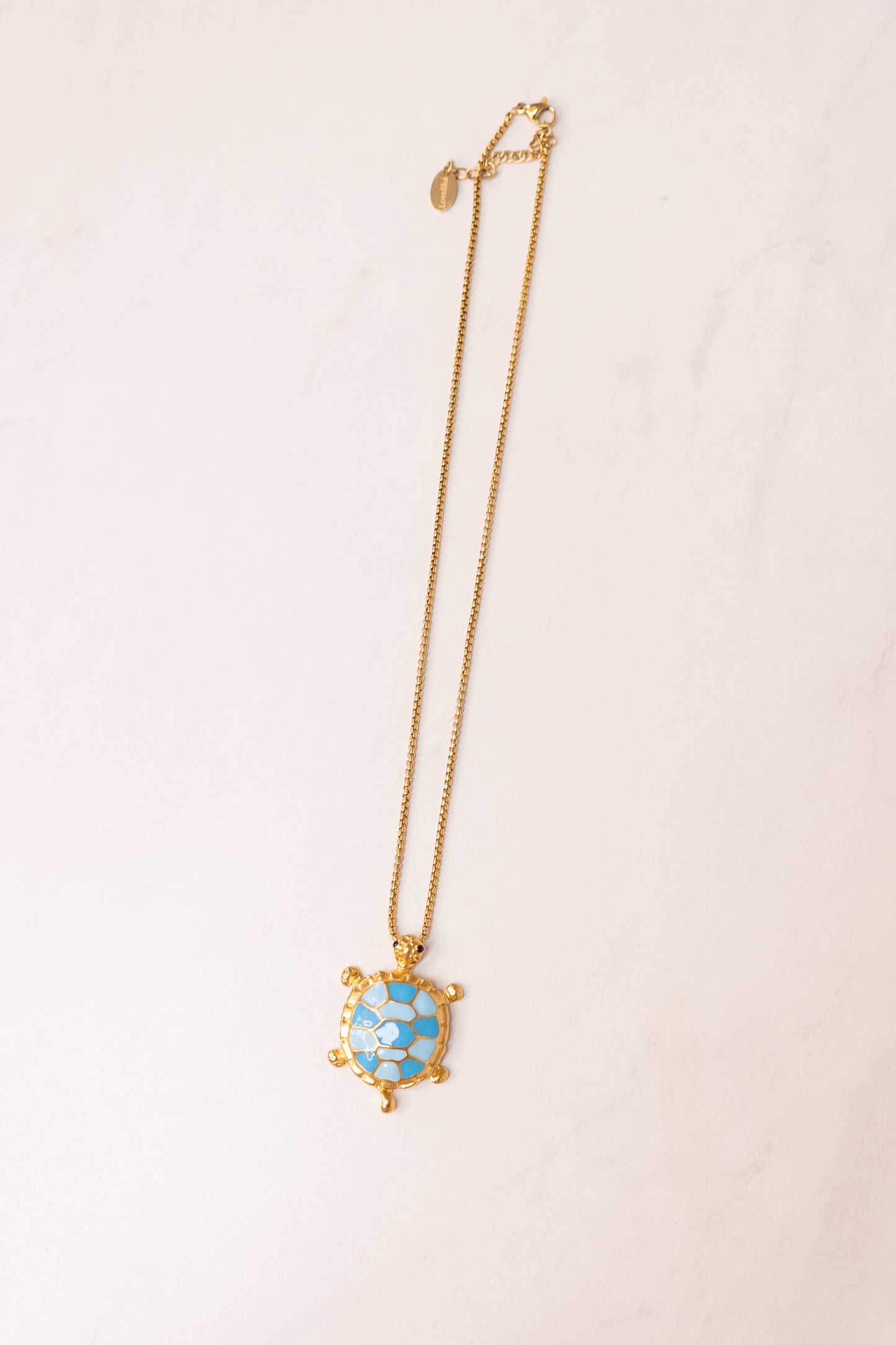 Olive Turtle Pendant Necklace In Turquoise