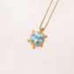 Olive Turtle Pendant Necklace In Turquoise