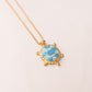 Olive Turtle Pendant Necklace In Turquoise