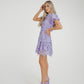 Flynn Puff Sleeve Lace Dress In Lilac