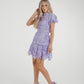 Flynn Puff Sleeve Lace Dress In Lilac