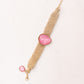 Olive Layered Chain Gemstone Bracelet In Pink