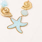 Olive Enamel Starfish Necklace In Blue